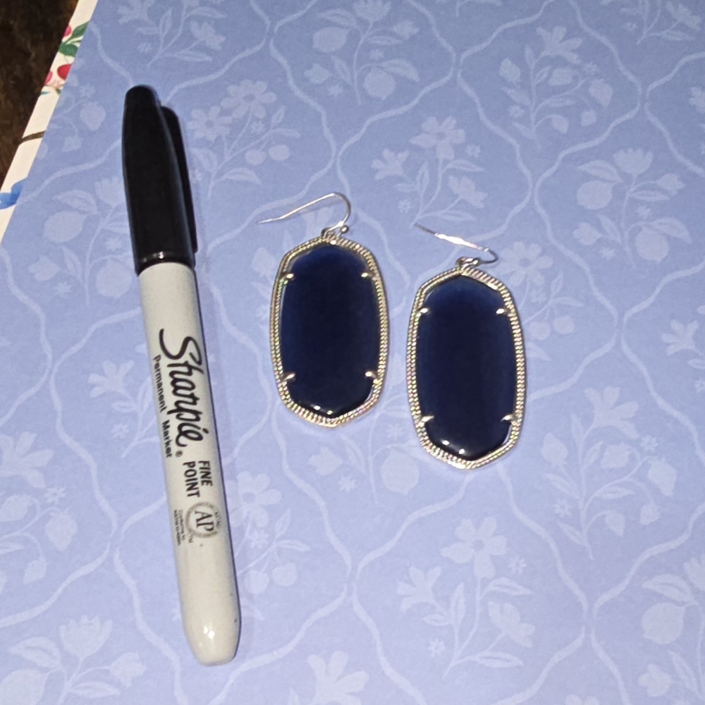 Kendra Scott Danielle Earrings- Blue Cats Eye Glass - Picture 3 of 3